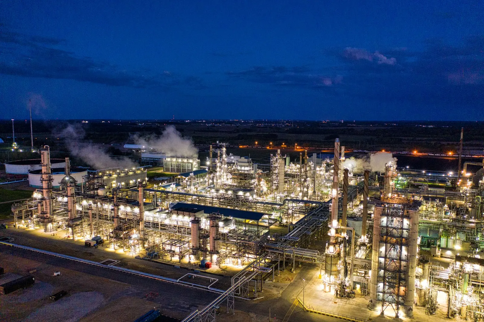 Refinery at night
